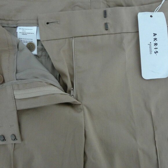 NWT AKRIS Sand Brown Cotton Blend Cropped Frankie Trouser Pants 8 - Picture 4 of 5